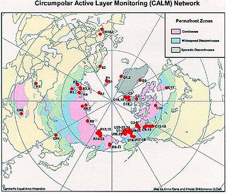 Circumpolar map of CALM sites