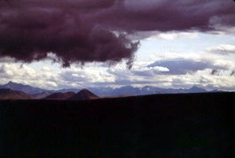 mountains with clouds